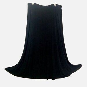 Vintage Chico's Travelers Midi Comfort Skirt Ribbed Stretch Sz-2 (M-8/10) Black